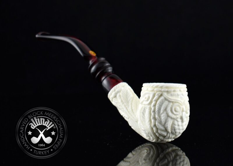 Owl Embossed Bent Meerschaum Pipe