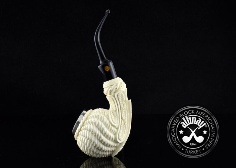 Wicker with Silver Top Meerschaum Pipe