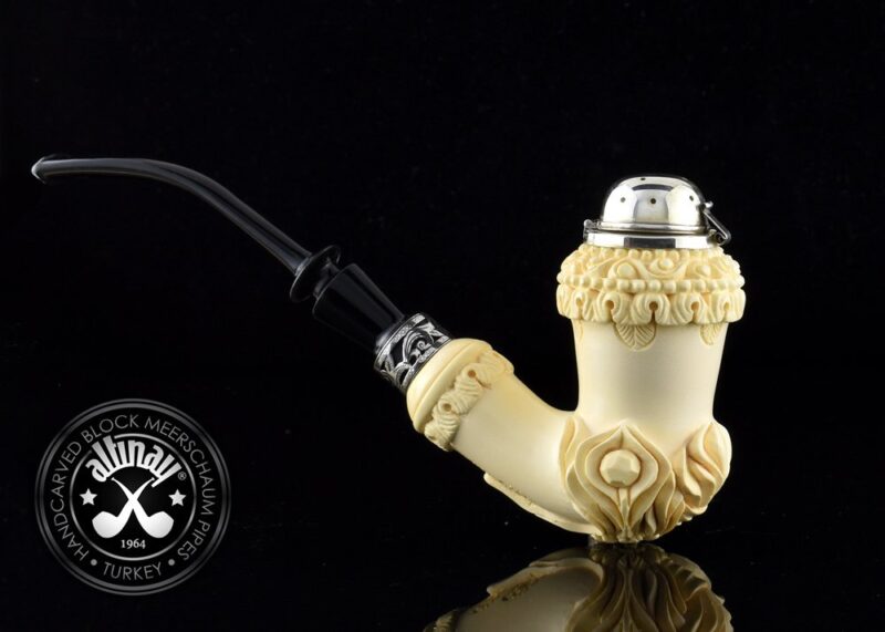 Vienna Meerschaum Pipe with Silver Band and Lid 22180