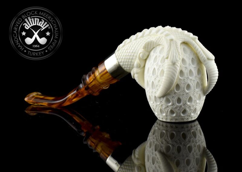 Latticed Claw Meerschaum Pipe with Italian Acrylic Stem 22511