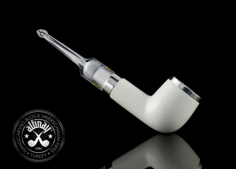 Top Silver Billiard Meerschaum Pipe with Silver Band