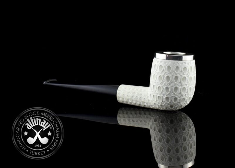 Billiard Meerschaum Pipe with Silver Band