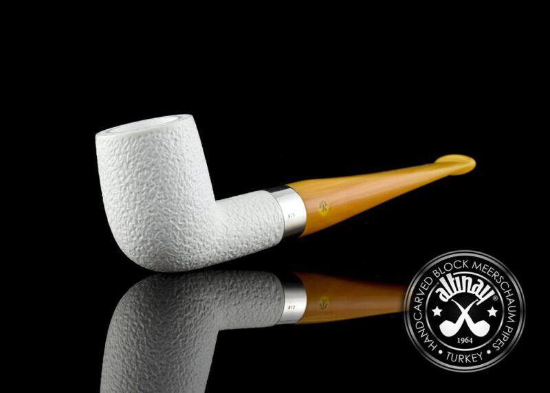 Billiard Meerschaum Pipe with Silver Band Italian Acrylic Stem