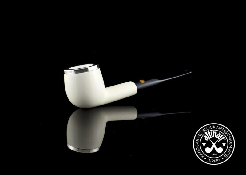 Top Silver Pot Meerschaum Pipe with Oval Shank