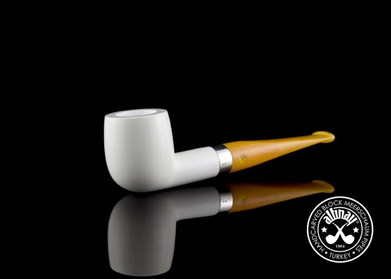 Billiard Meerschaum Pipe with Silver Band