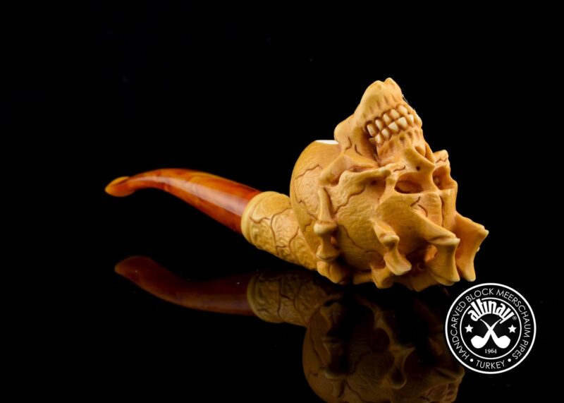 Skull in the Bone Hand Meerschaum Pipe