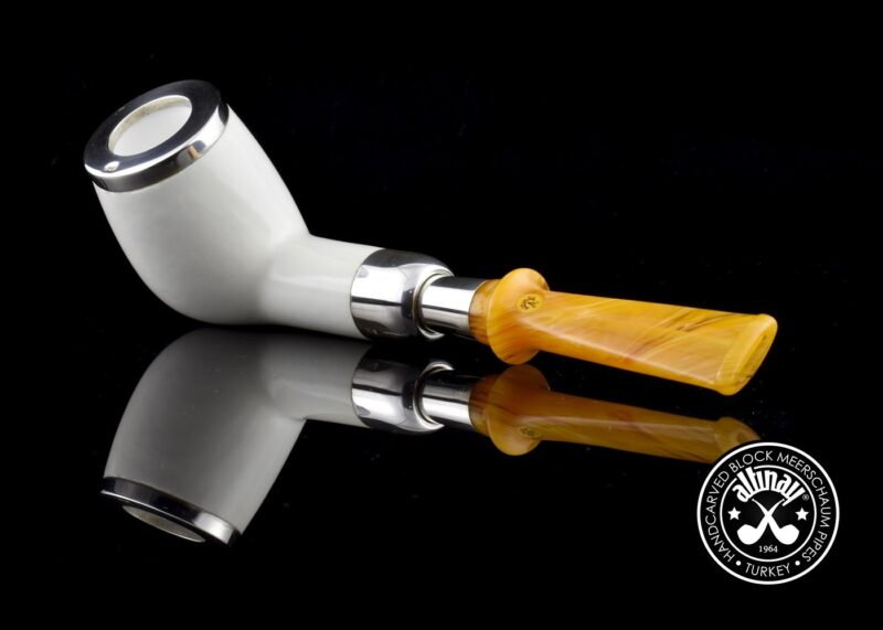 Billiard Spigot Meerschaum Pipe with Silver Cap