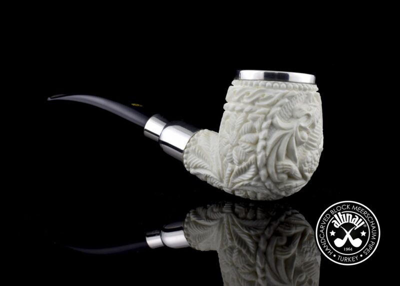 Apple Silver Spigot Meerschaum Pipe with Dragon Motiü7