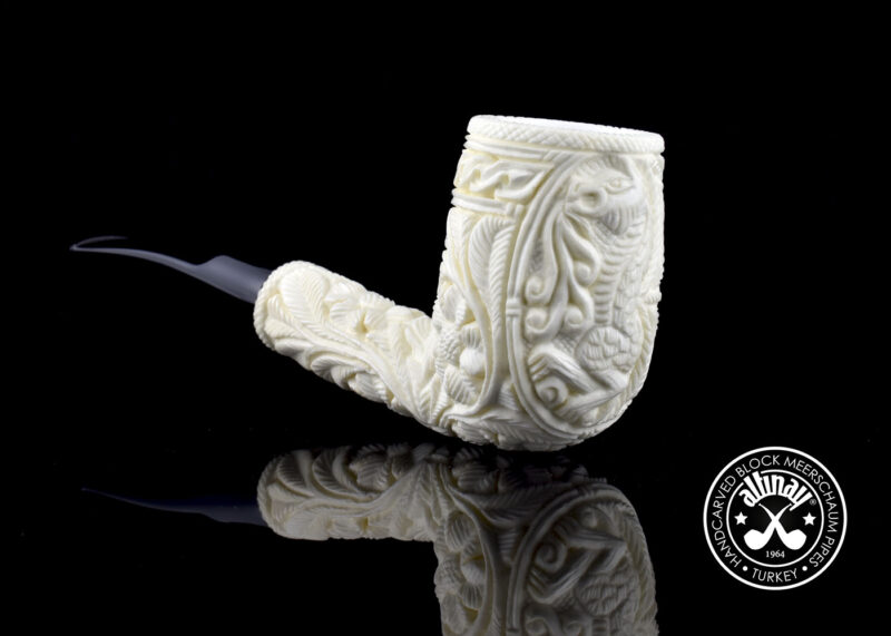 Billiard Meerschaum Pipe w Dragon Motif