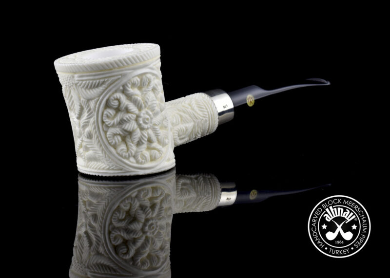 Poker Meerschaum Pipe w Silver Band