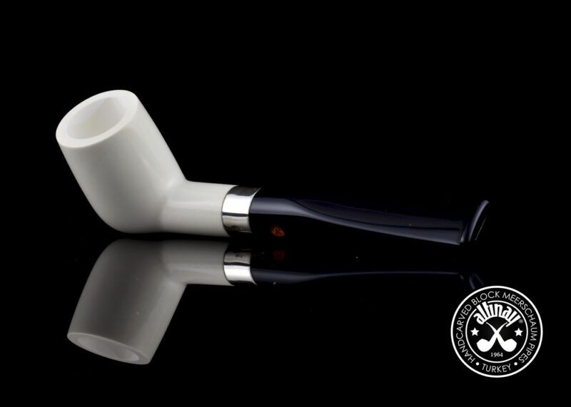 Billiard Meerschaum Pipe w Silver Band