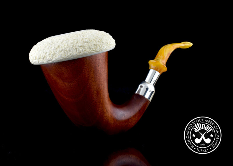 Okoume Calabash Silver Spigot Block Meerschaum Pipe [Large]