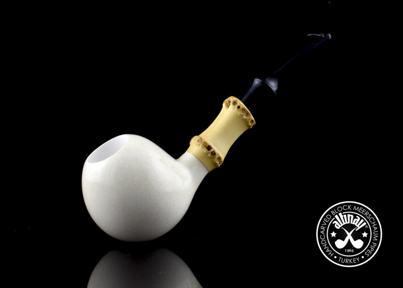 Bamboo Ball Meerschaum Pipe from Rare Translucent Meerschaum Block