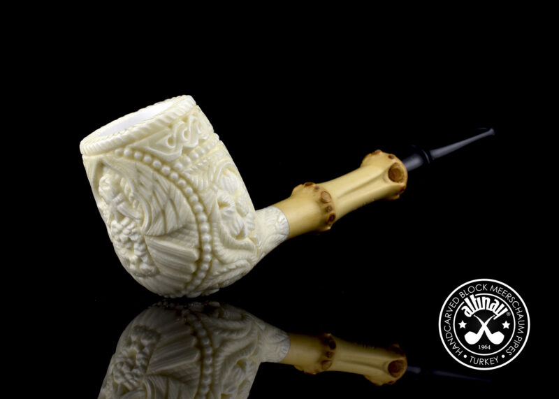 Bamboo Billiard Meerschaum Pipe with Eagle Motif