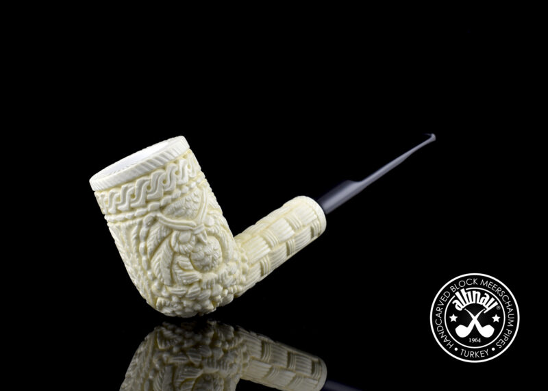 Billiard Meerschaum Pipe with Owl Motif