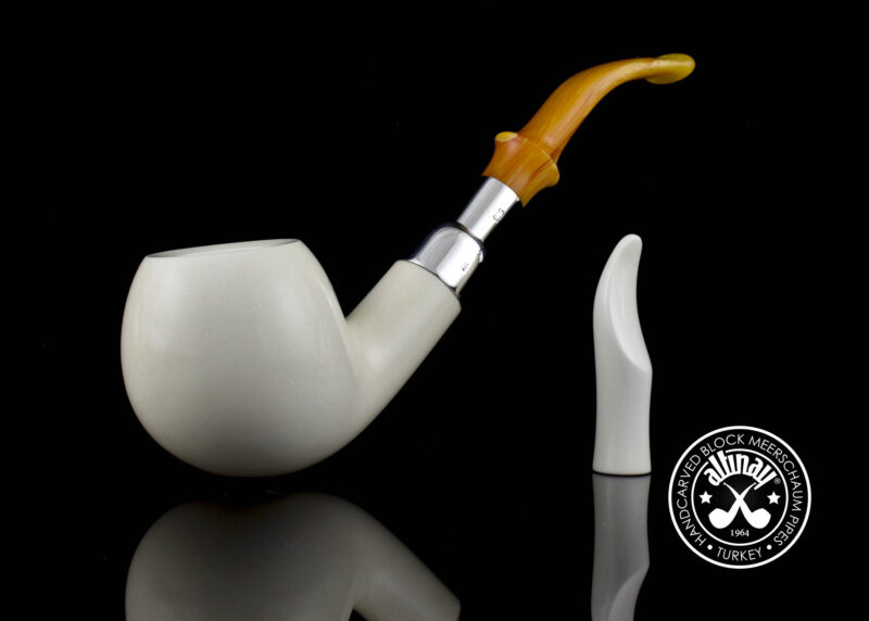 Brandy Spigot Meerschaum Pipe made of Translucent Meerschaum Block in Set Case with Tamper