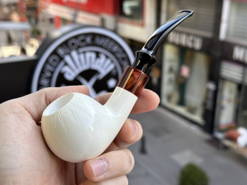 apple meerschaum pipe with resin ferrule