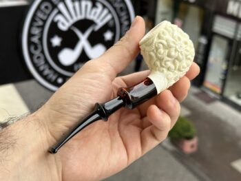 warped apple meerschaum pipe with resin ferrule