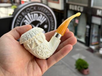 Calabash Meerschaum Pipe with Silver Band 1014