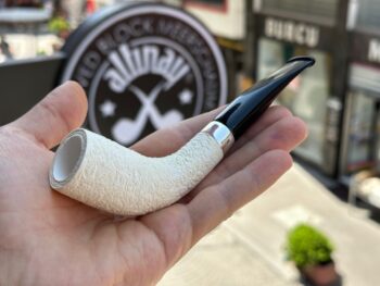 Horn Meerschaum Pipe with Silver Band 100434