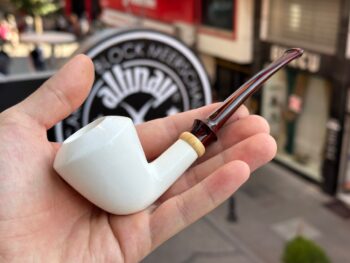 Dublin Meerschaum Pipe with Boxwood Ring Handcut Cumberland Stem Translucent A+++ 10331