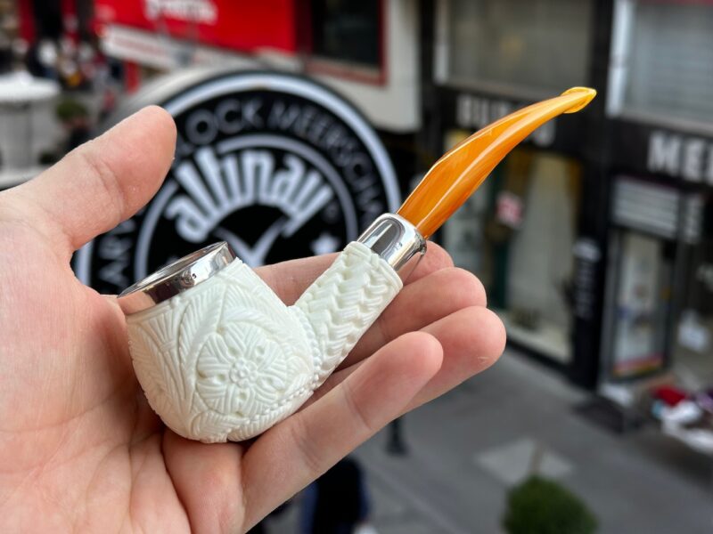 Top Silver Apple Army Meerschaum Pipe 10569