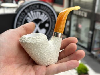 Sitter Meerschaum Pipe with Silver Band 10533