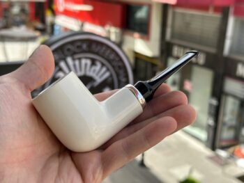 Reverse Calabash Billiard Silver Army Meerschaum Pipe 10398