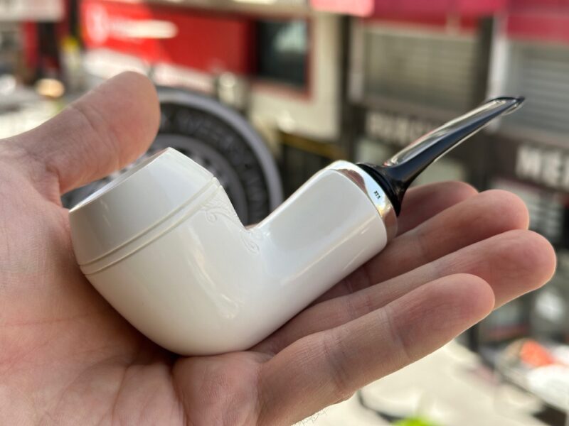 Reverse Calabash Silver Army Meerschaum Pipe 10498
