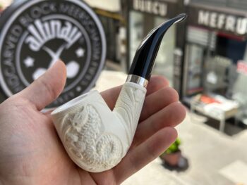 xL Billiard Meerschaum Pipe with Dragon Motif 10335