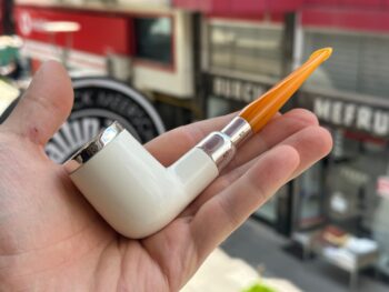 Top Silver Billiard Spigot Meerschaum Pipe 10492