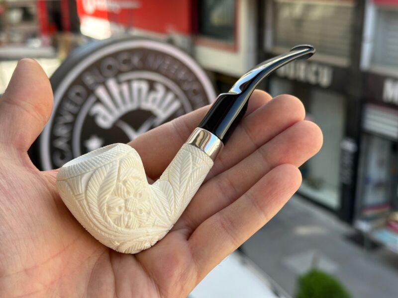 Pear Meerschaum Pipe with Silver Band 10572